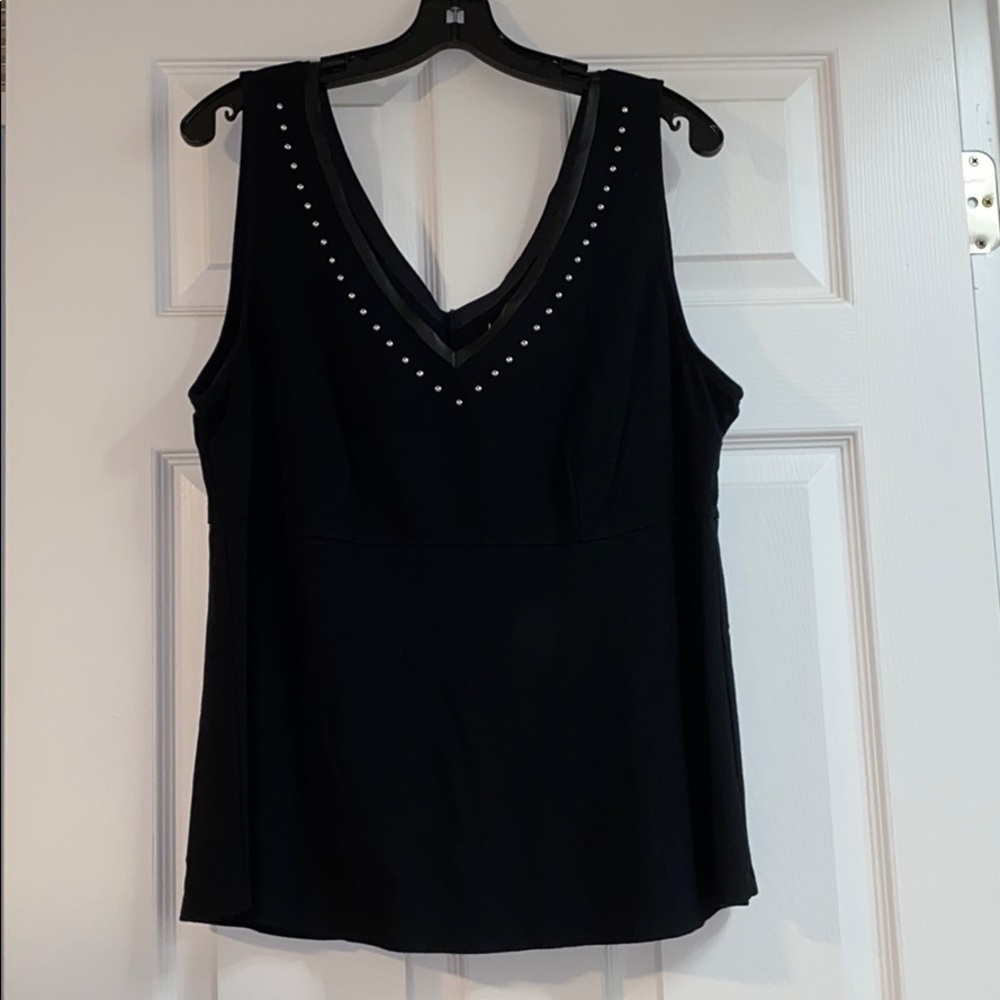 Black v-neck studded shirt